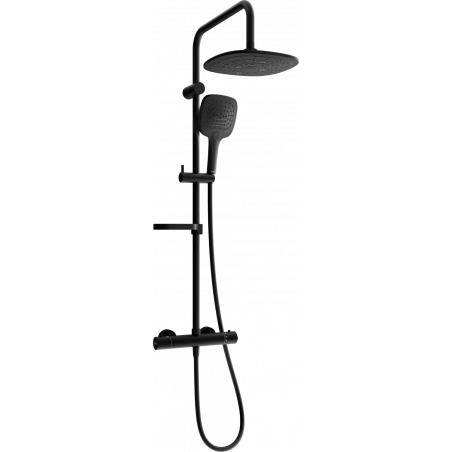 Mexen KX17 surface-mounted shower set with a rainmaker and thermostatic mixer tap, Black - 771501791-70