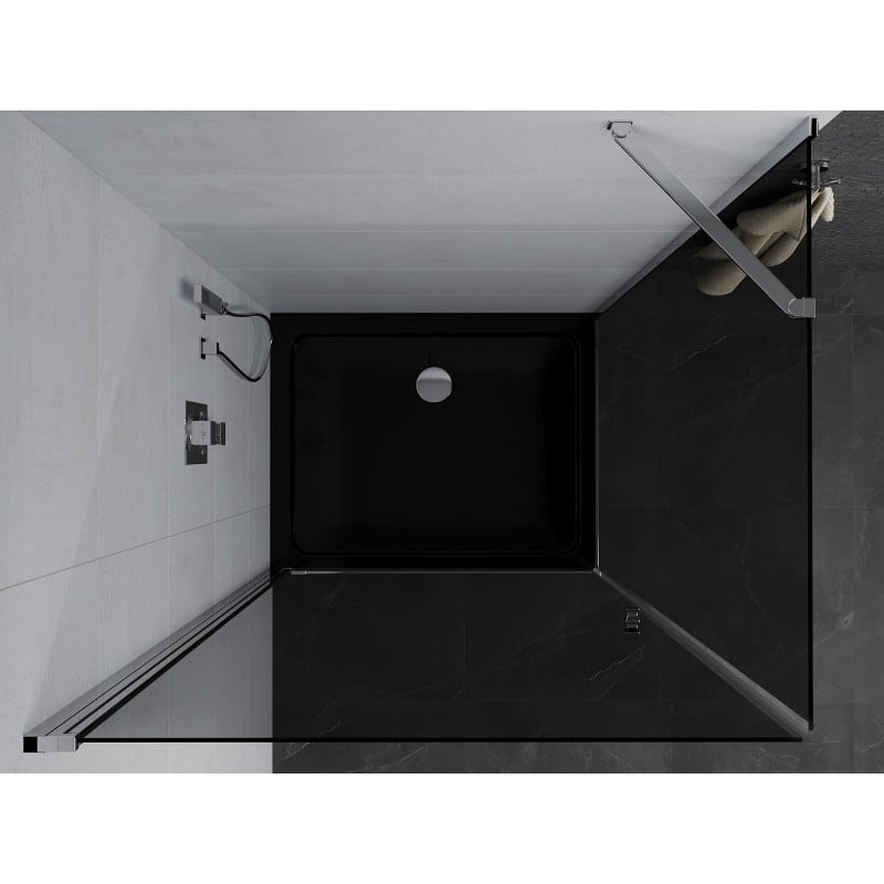 Mexen Pretoria 90 x 120 cm Swing Shower Cabin, Graphite, Chrome + Flat Black Shower Tray - 852-090-120-01-40-4070