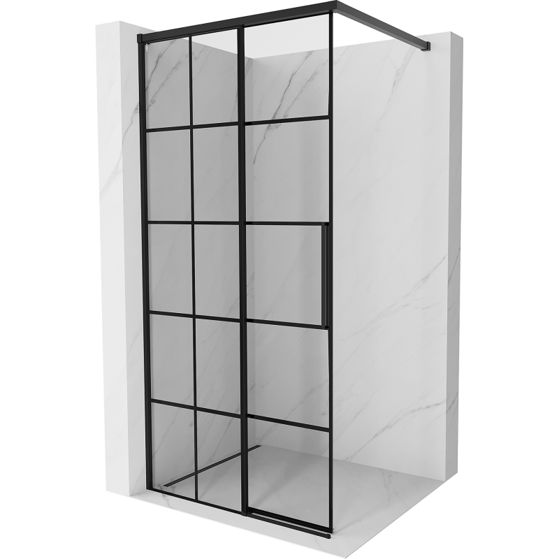 Mexen Rox Walk-in shower wall left 95 x 200 cm, black grid 8 mm, black - 8C2-095-003-70-77-L