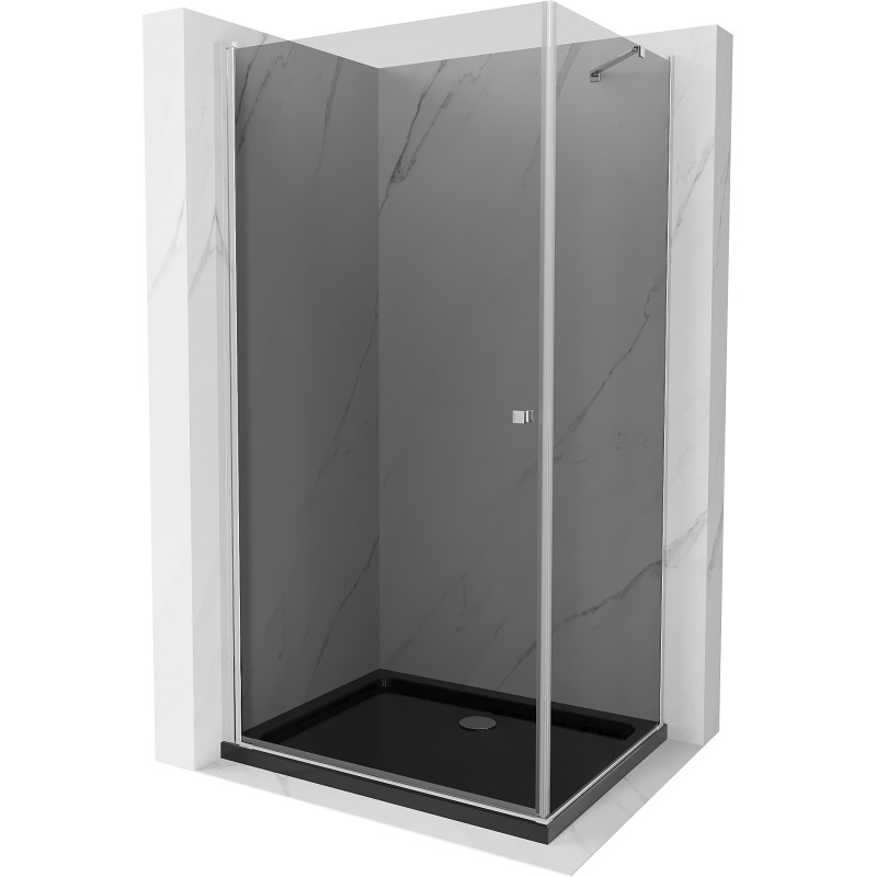 Mexen Pretoria swing shower cabin 80 x 90 cm, graphite, chrome + Flat tray, black - 852-080-090-01-40-4070