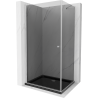 Mexen Pretoria swing shower cabin 80 x 90 cm, graphite, chrome + Flat tray, black - 852-080-090-01-40-4070