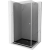 Mexen Pretoria hinged shower cubicle 80 x 70 cm, Graphite, Chrome + shower tray Flat, Black - 852-080-070-01-40-4070