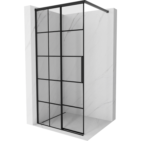 Mexen Rox walk-in shower wall left 120 x 200 cm, black grid 8 mm, black - 8C2-120-003-70-77-L