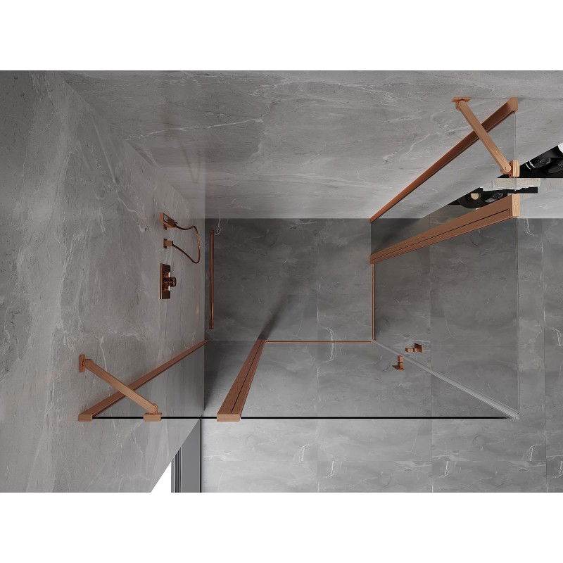 Mexen Mist Duo 95 x 85 cm Hinged Shower Cabin, Transparent, Brushed Copper - 8A4-095-085-65-00