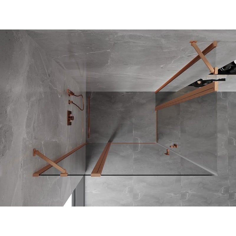 Mexen Mist Duo Hinged Shower Enclosure 100 x 90 cm, Transparent, Brushed Copper - 8A4-100-090-65-00
