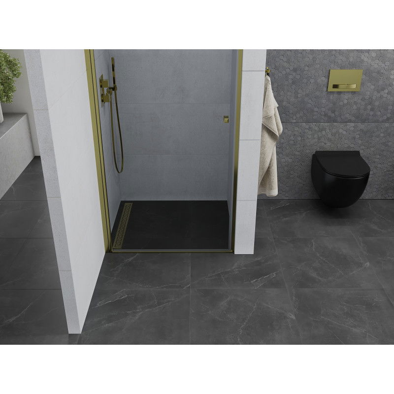 Mexen Pretoria 100 cm Hinged Shower Door, Transparent, Gold - 852-100-000-50-00