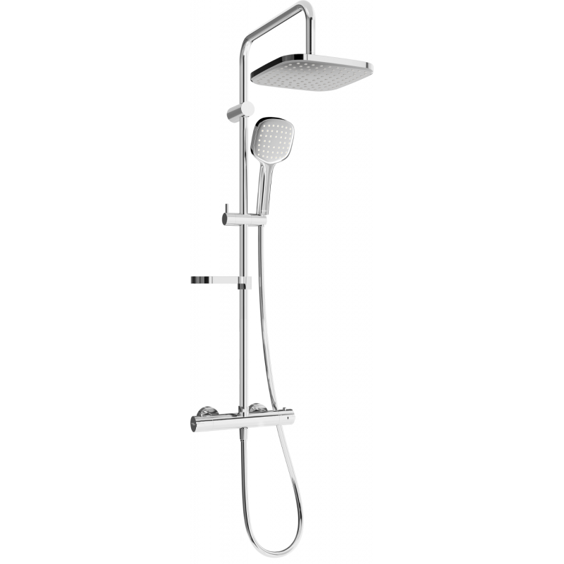 Mexen KX33 surface-mounted shower set with a rainmaker and thermostatic mixer tap, Chrome - 771503391-00