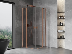Mexen Mist Duo Hinged Shower Cabin 105 x 105 cm, Transparent, Brushed Copper - 8A4-105-105-65-00