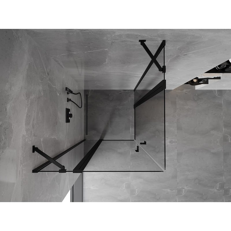 Mexen Mist Duo 70 x 70 cm, Transparent, Black Hinged Shower Enclosure - 8A4-070-070-70-00
