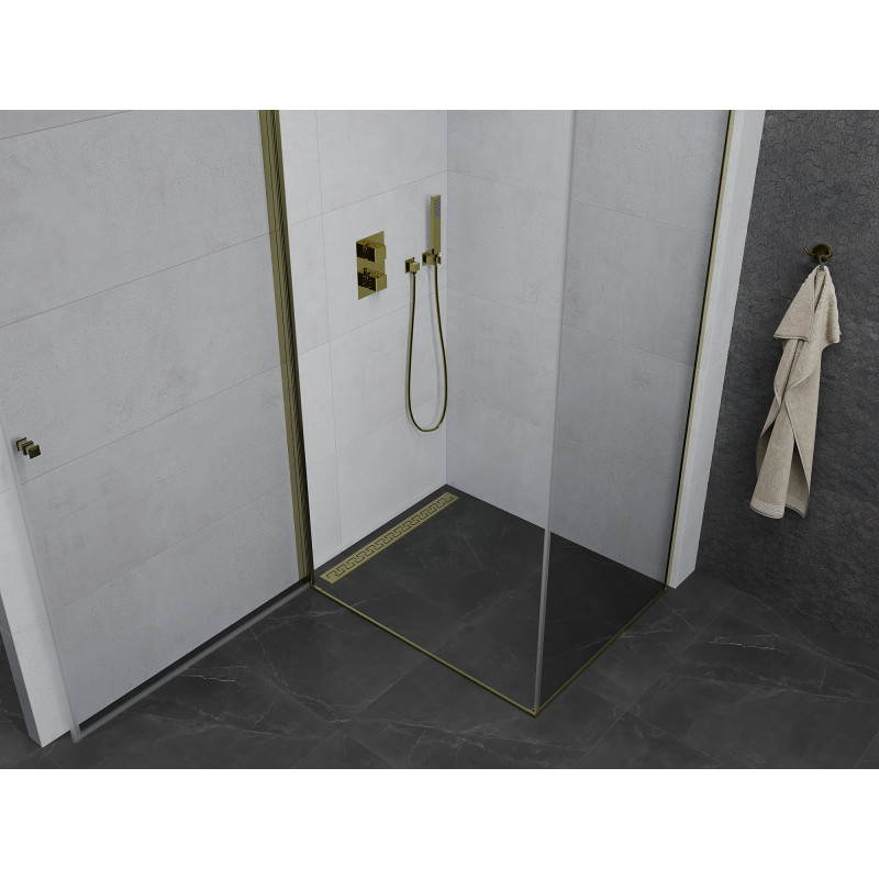 Mexen Pretoria swing shower enclosure 100 x 70 cm, transparent, gold - 852-100-070-50-00