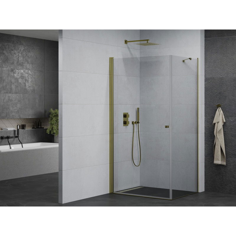 Mexen Pretoria pivot shower enclosure 100 x 70 cm, transparent, gold - 852-100-070-50-00