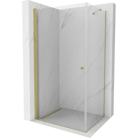 Mexen Pretoria swing shower cabin 100 x 80 cm, transparent, gold - 852-100-080-50-00