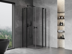 Mexen Mist Duo 100 x 100 cm Hinged Shower Cabin, Transparent, Black - 8A4-100-100-70-00