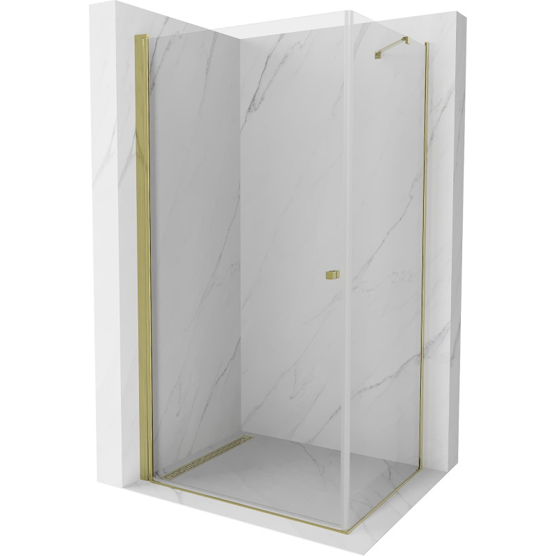 Mexen Pretoria swing shower cabin 100 x 90 cm, transparent, gold - 852-100-090-50-00