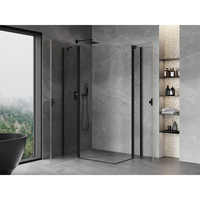 Mexen Mist Duo 120 x 110 cm Hinged Shower Enclosure, Transparent, Black - 8A4-120-110-70-00