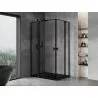 Mexen Mist Duo Hinged Shower Enclosure 100 x 70 cm, Black Frame, Black - 8A4-100L-070P-70-70