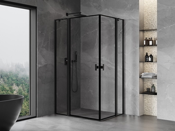 Mexen Mist Duo shower enclosure hinged 100 x 75 cm, black frame, black - 8A4-100L-075P-70-70