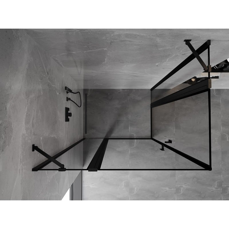 Mexen Mist Duo swinging shower enclosure 100 x 75 cm, black frame, black - 8A4-100L-075P-70-70