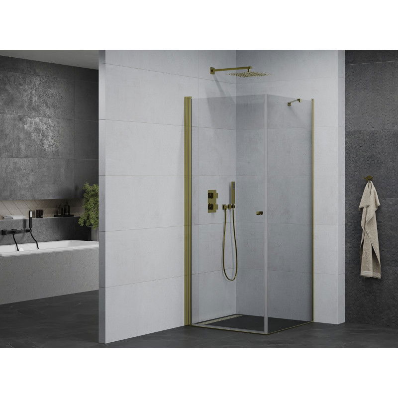 Mexen Pretoria 100 x 100 cm Hinged Shower Enclosure, Transparent, Gold - 852-100-100-50-00