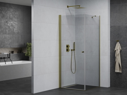 Mexen Pretoria hinged shower cubicle 100 x 100 cm, transparent, gold - 852-100-100-50-00