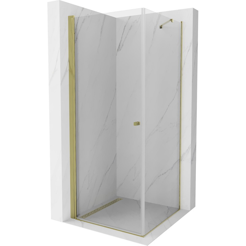 Mexen Pretoria hinged shower enclosure 100 x 100 cm, transparent, gold - 852-100-100-50-00