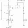 Mexen KX33 exposed shower set with overhead shower and thermostatic mixer, black - 771503391-70