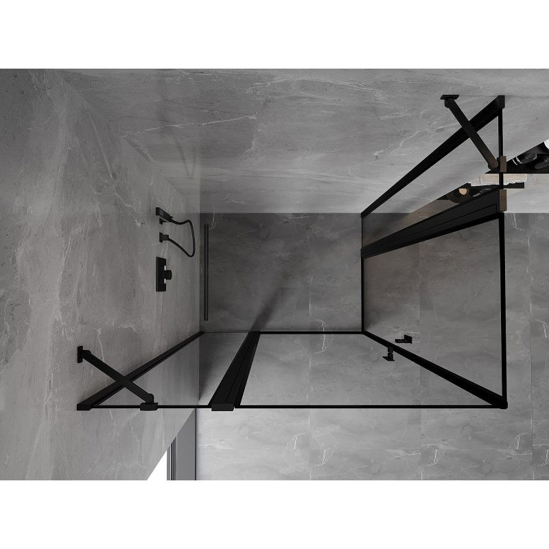 Mexen Mist Duo 110 x 105 cm Hinged Shower Enclosure, Black Frame, Black - 8A4-110L-105P-70-70