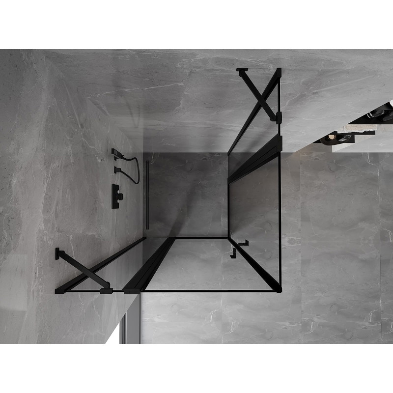 Mexen Mist Duo Pivot Shower Enclosure 115 x 115 cm, Black Frame, Black - 8A4-115L-115P-70-70