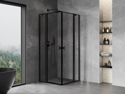 Mexen Mist Duo shower enclosure swing 120 x 120 cm, black frame, black - 8A4-120L-120P-70-70
