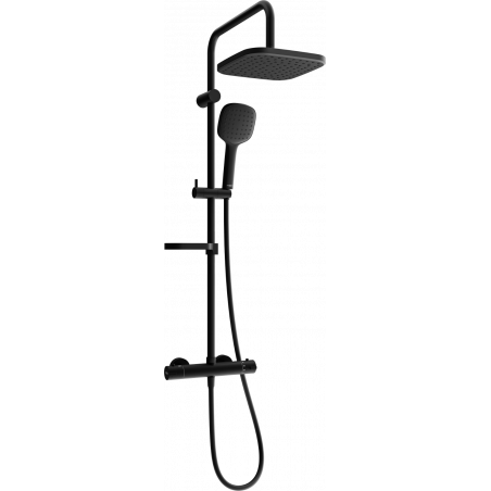 Mexen KX33 surface-mounted shower set with a rainmaker and thermostatic mixer tap, Black - 771503391-70