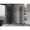 Mexen Mist Duo Hinged Shower Enclosure 105 x 75 cm, Black Grid, Black - 8A4-105L-075P-70-77