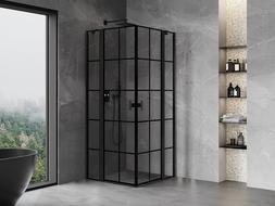 Mexen Mist Duo shower enclosure hinged 85 x 85 cm, black grid, black - 8A4-085L-085P-70-77