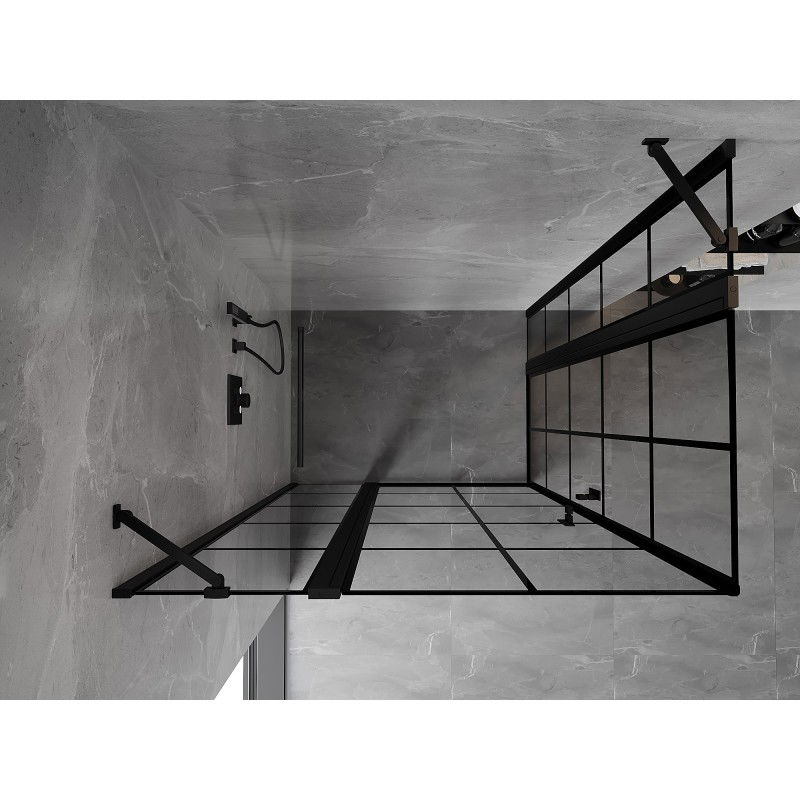 Mexen Mist Duo shower enclosure swing 95 x 85 cm, black grid, black - 8A4-095L-085P-70-77