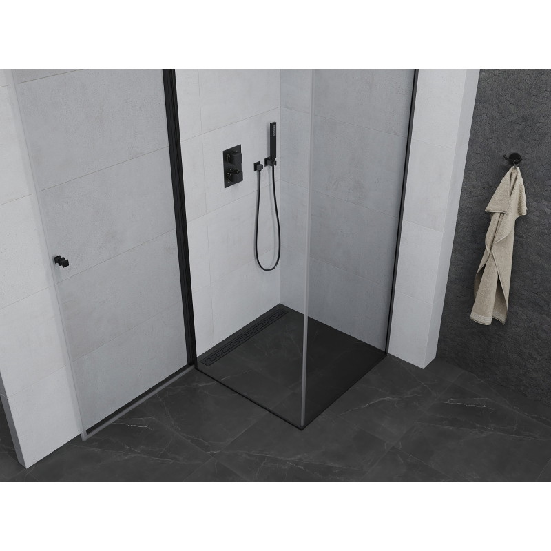 Mexen Pretoria pivot shower enclosure 100 x 100 cm, transparent, black - 852-100-100-70-00