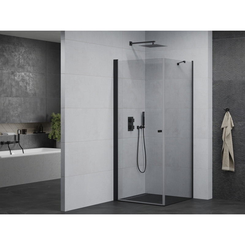 Mexen Pretoria pivot shower enclosure 100 x 100 cm, transparent, black - 852-100-100-70-00