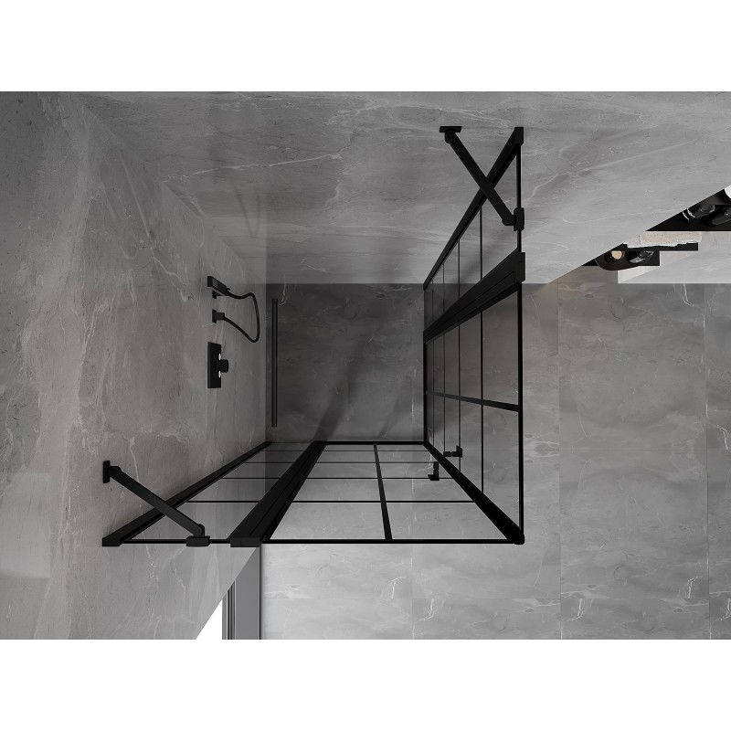 Mexen Mist Duo Hinged Shower Cabin 100 x 100 cm, Black Grid, Black - 8A4-100L-100P-70-77