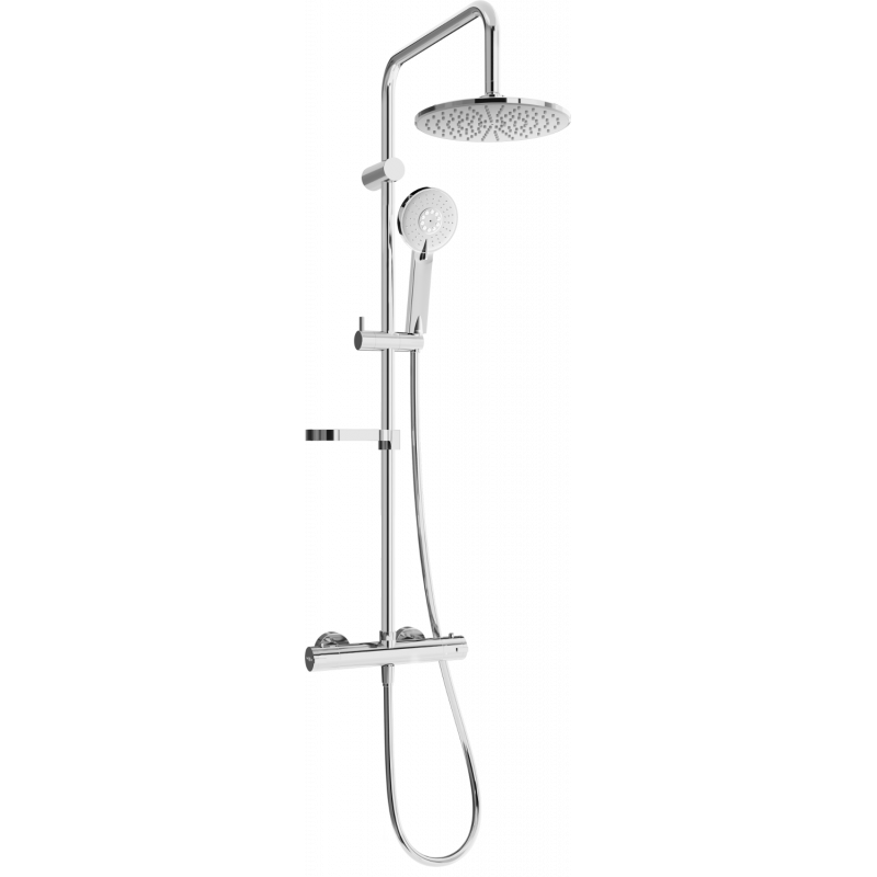 Mexen KX40 surface-mounted shower set with a rainmaker and thermostatic mixer tap, Chrome - 771504091-00