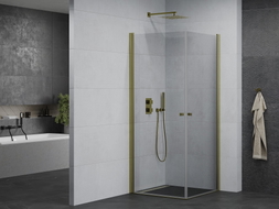 Mexen Pretoria Duo Swing Shower Cabin 100 x 100 cm, Transparent, Gold - 852-100-100-50-00-02