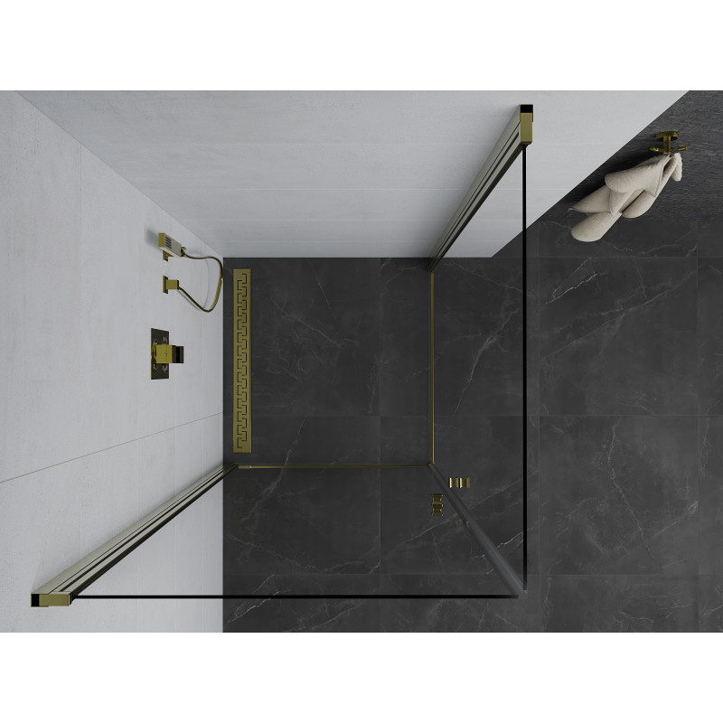 Mexen Pretoria Duo Swing Shower Cabin 100 x 100 cm, Transparent, Gold - 852-100-100-50-00-02
