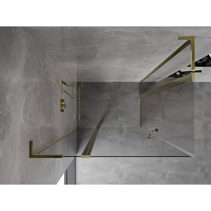 Mexen Mist L Duo 100 x 90 cm Hinged Shower Enclosure, Transparent, Gold - 8A4L-100-090-50-00
