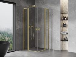 Mexen Mist L Duo Hinged Shower Enclosure 110 x 110 cm, Transparent, Brushed Gold - 8A4L-110-110-55-00