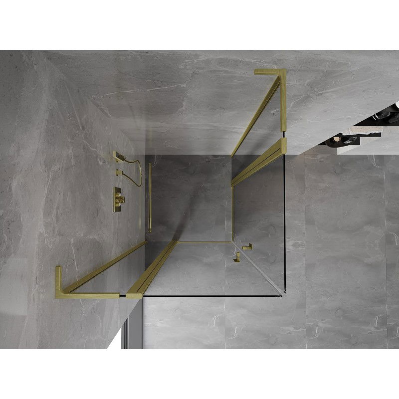 Mexen Mist L Duo Hinged Shower Enclosure 110 x 110 cm, Transparent, Brushed Gold - 8A4L-110-110-55-00