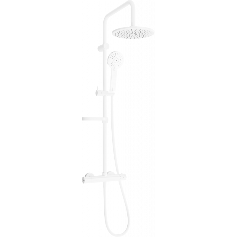 Mexen KX40 exposed shower set with rain showerhead and thermostatic faucet, white - 771504091-20