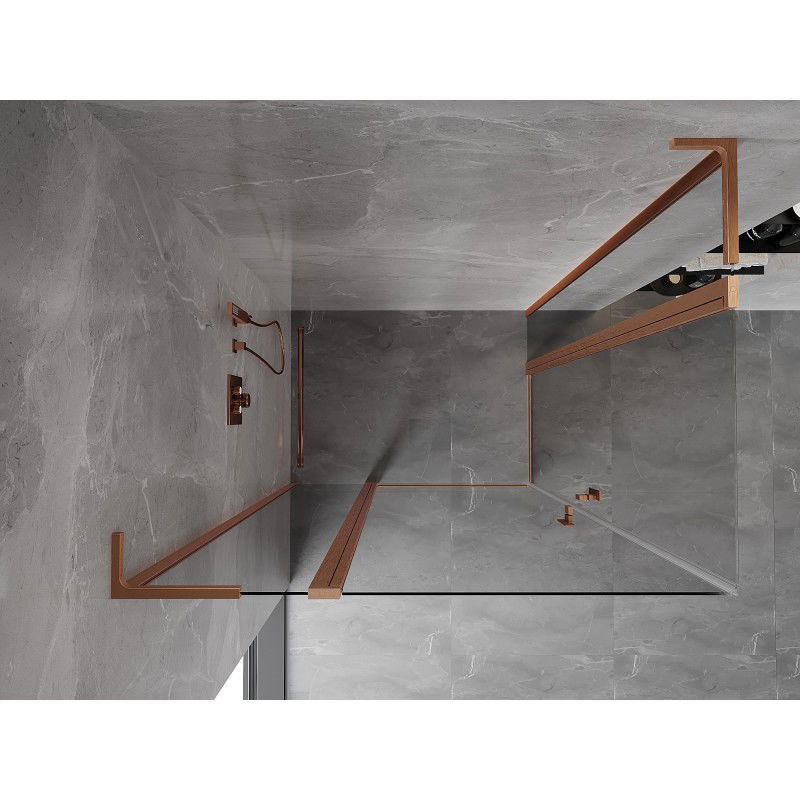 Mexen Mist L Duo shower enclosure hinged 120 x 110 cm, transparent, brushed copper - 8A4L-120-110-65-00