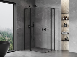Mexen Mist L Duo 120 x 90 cm Hinged Shower Enclosure, Transparent, Black - 8A4L-120-090-70-00