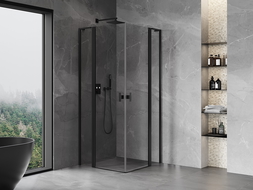 Mexen Mist L Duo Hinged Shower Enclosure 95 x 95 cm, Transparent, Black - 8A4L-095-095-70-00