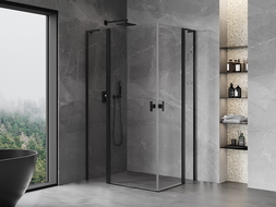 Mexen Mist L Duo Folding Shower Enclosure 105 x 100 cm, Transparent, Black - 8A4L-105-100-70-00
