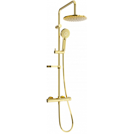Mexen KX40 surface-mounted shower set with a rainmaker and thermostatic mixer tap, Gold - 771504091-50
