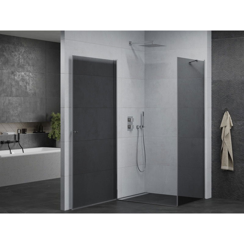 Mexen Pretoria 100 x 80 cm Pivot Shower Enclosure, Graphite, Chrome - 852-100-080-01-40