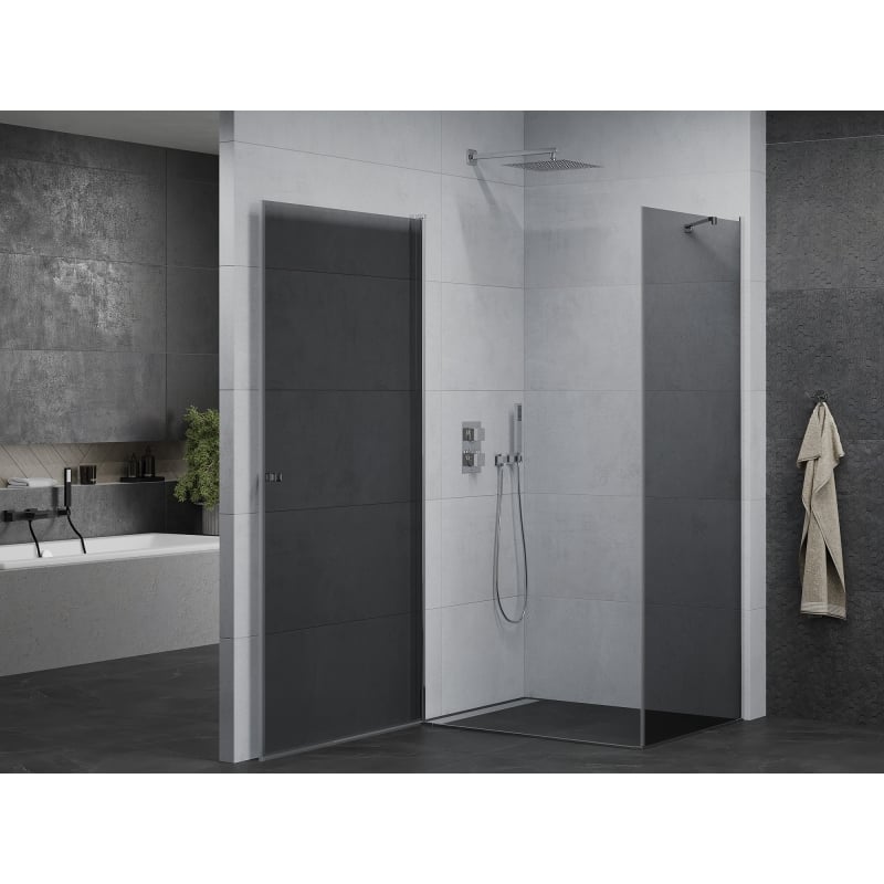 Mexen Pretoria hinged shower enclosure 100 x 80 cm, graphite, chrome - 852-100-080-01-40